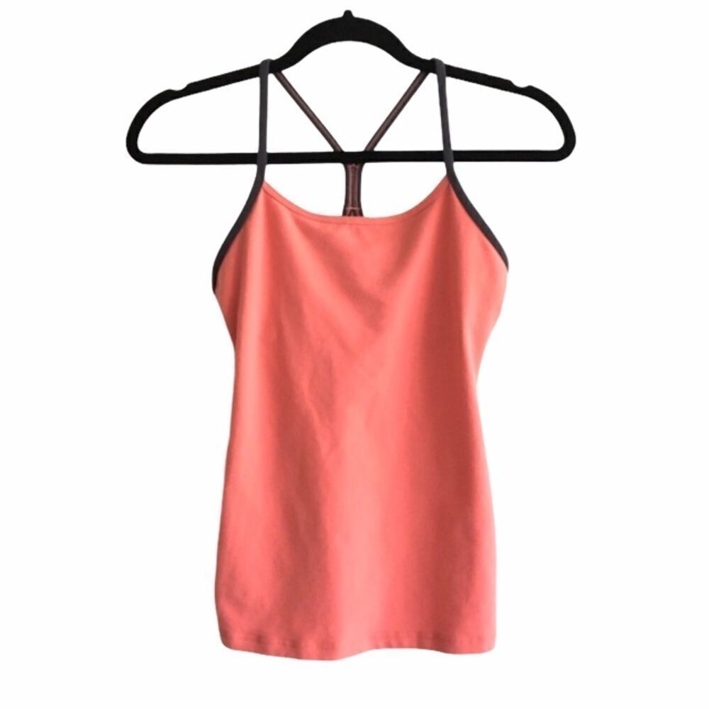 LULULEMON Power Y Tank Top Coral Grey Trim 6